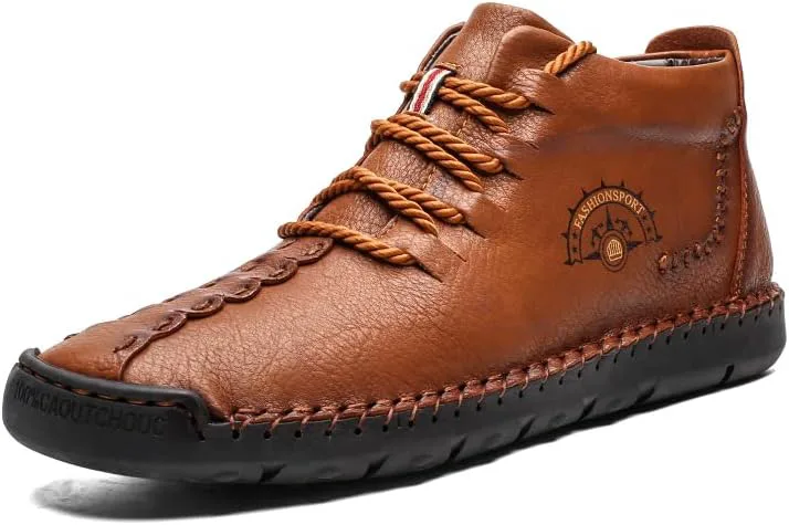 

Мужские кожаные ботинки Чака с утеплителем из плюша, ручная строчка, шнуровка, зимние ботинки с противоскользящей подошвой, ольстерские, для мотоцикла и прогулок ELSHTIDE, хаки