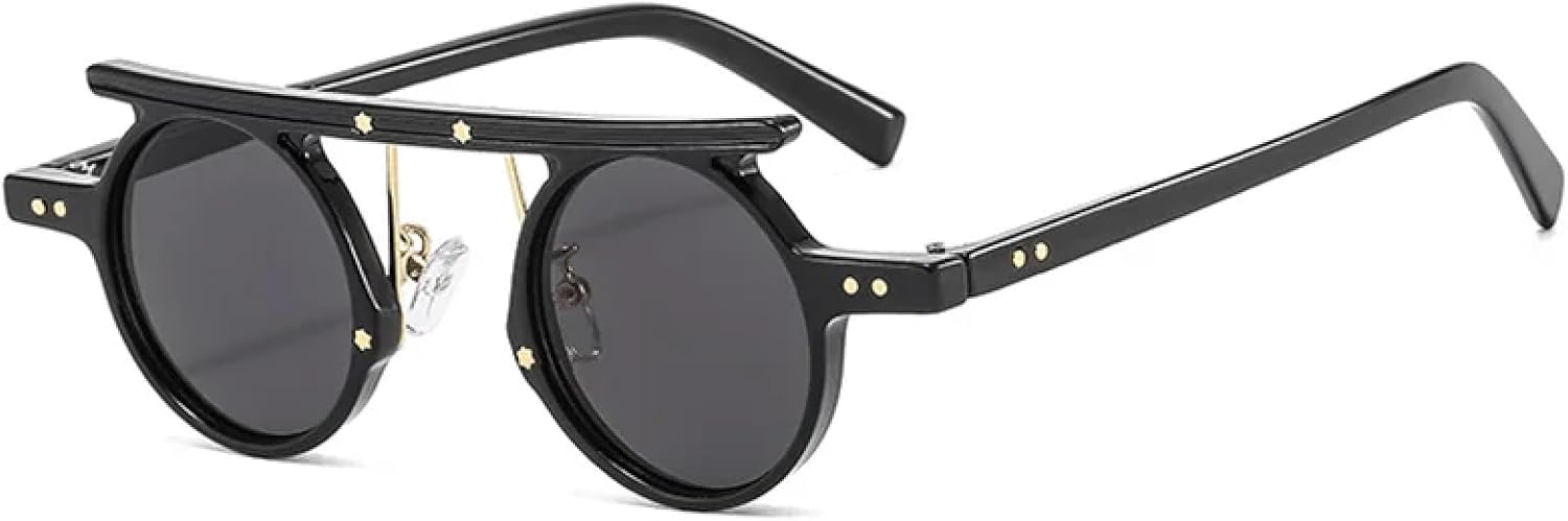 

Маленькие круглые солнцезащитные очки в стиле панк для мужчин и женщин, с градиентными линзами, цветные, с защитой от УФ-излучения UV400, прозрачные DSVIGF, Black Grey