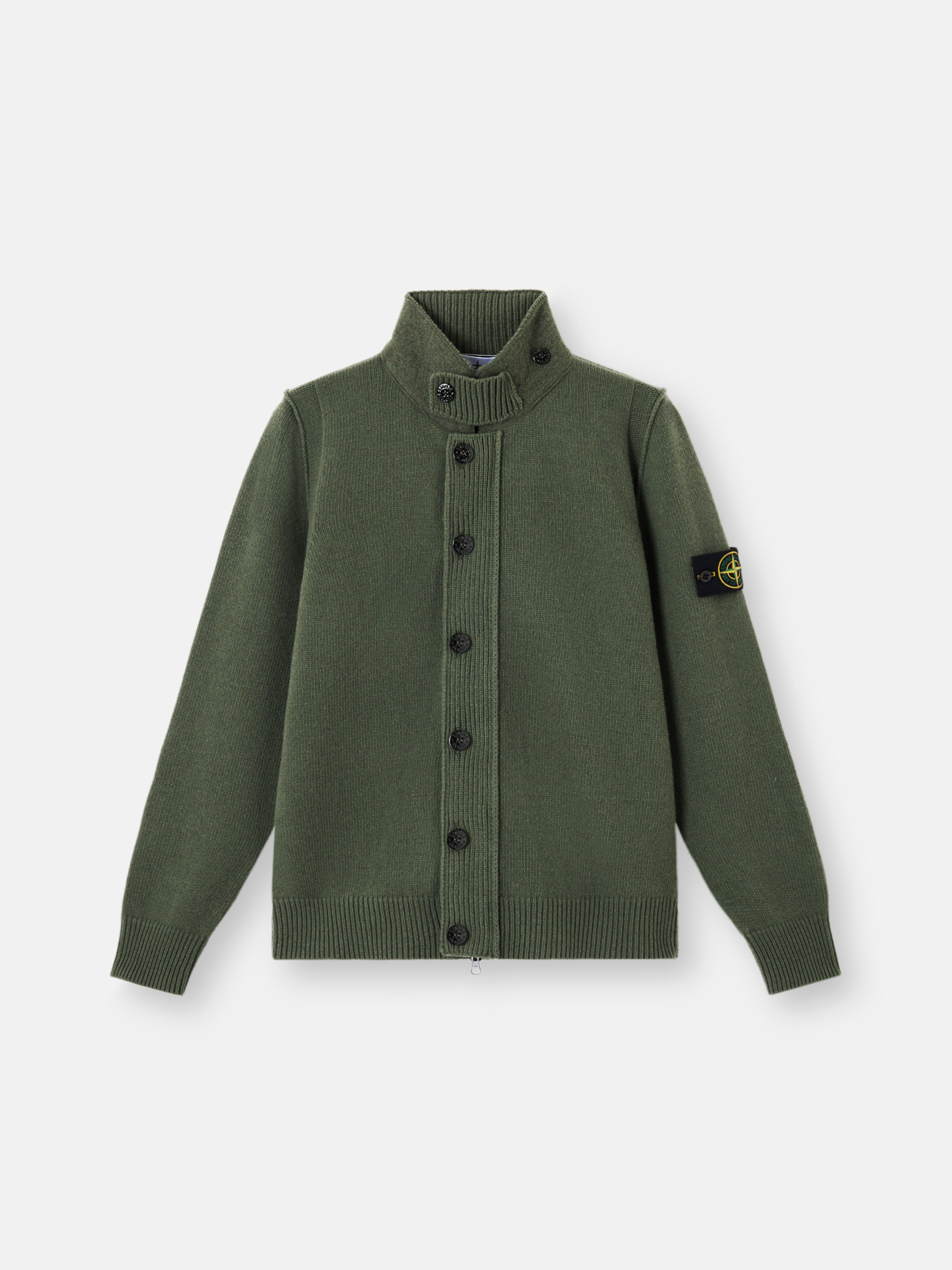 

Свитер на пуговицах с фетровой отделкой Stone Island 5100047 LAMBSWOOL, Military Green