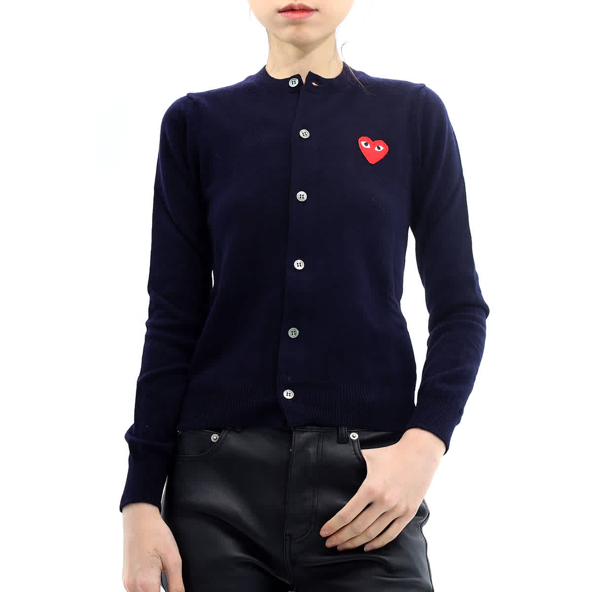 

Comme Des Garcons Play Женский темно-синий кардиган с логотипом и длинными рукавами