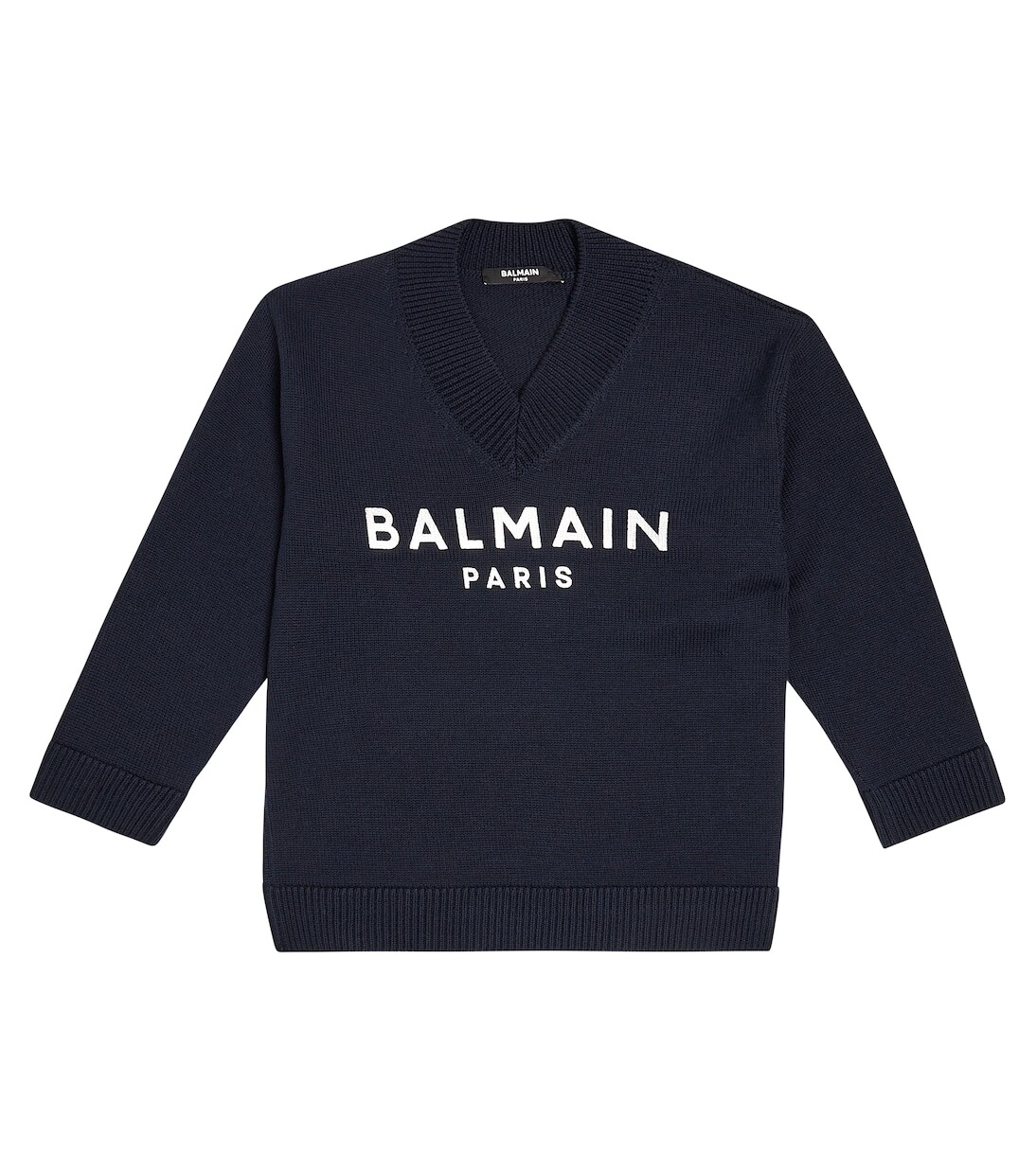 

Свитер из хлопка и шерсти с логотипом Balmain Kids, синий