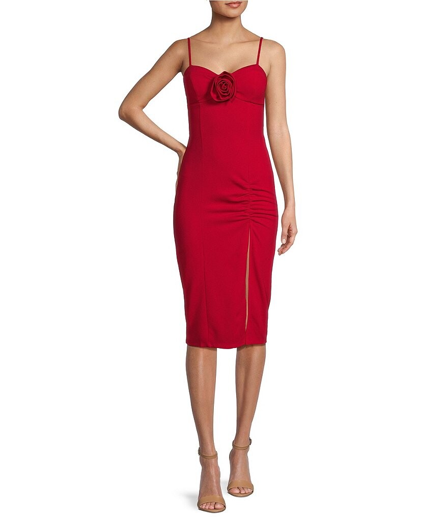 

Платье миди со шнуровкой и разрезом сзади Honey and Rosie Rosie, красный