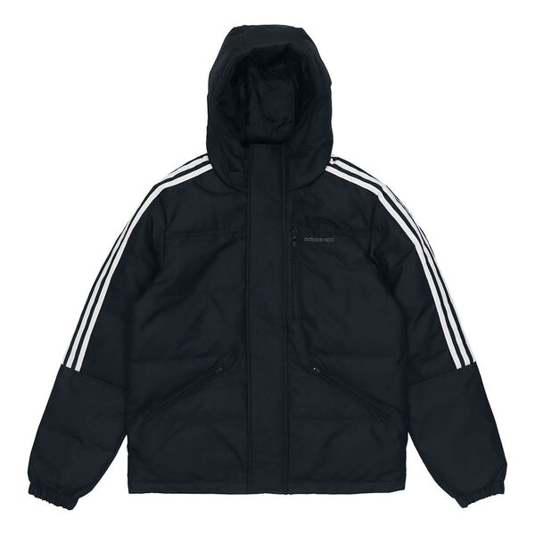 

Пуховик adidas neo M Dwn Wnt Prka Stay Warm Windproof hooded down Jacket Black, черный