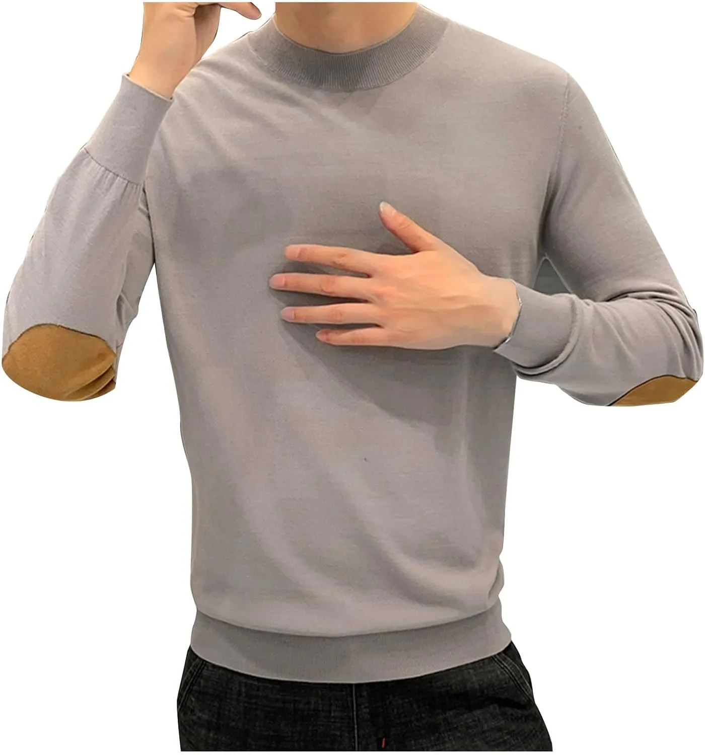 

Мужской свитер Dgoopd с налокотниками, воротник-гольф, плюс размер