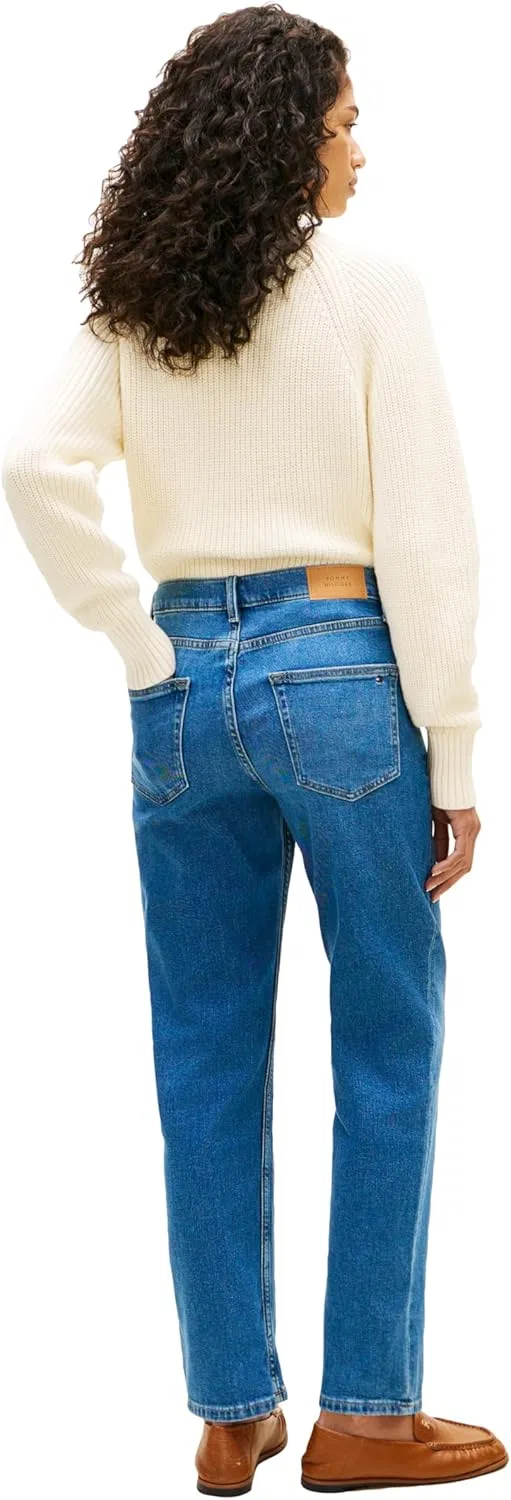 Tommy Hilfiger Женские классические прямые джинсы Mid Rise с эффектом стрейч, синий — фото 4