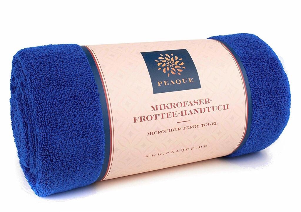 

Полотенце из микрофибры с махровой структурой, синее, 200х100 см, полотенце для сауны, банное полотенце, впитывающее, быстросохнущее, компактное, антибактериальное. PEAQUE, синий