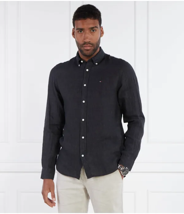 Рубашка из льна, окрашенная пигментом Regular fit Tommy Hilfiger, серый — фото 3