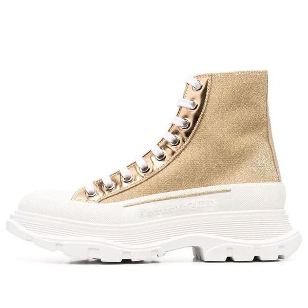 Кроссовки glitter tread slick high-top sneakers 'gold white' Alexander Mcqueen, золотой