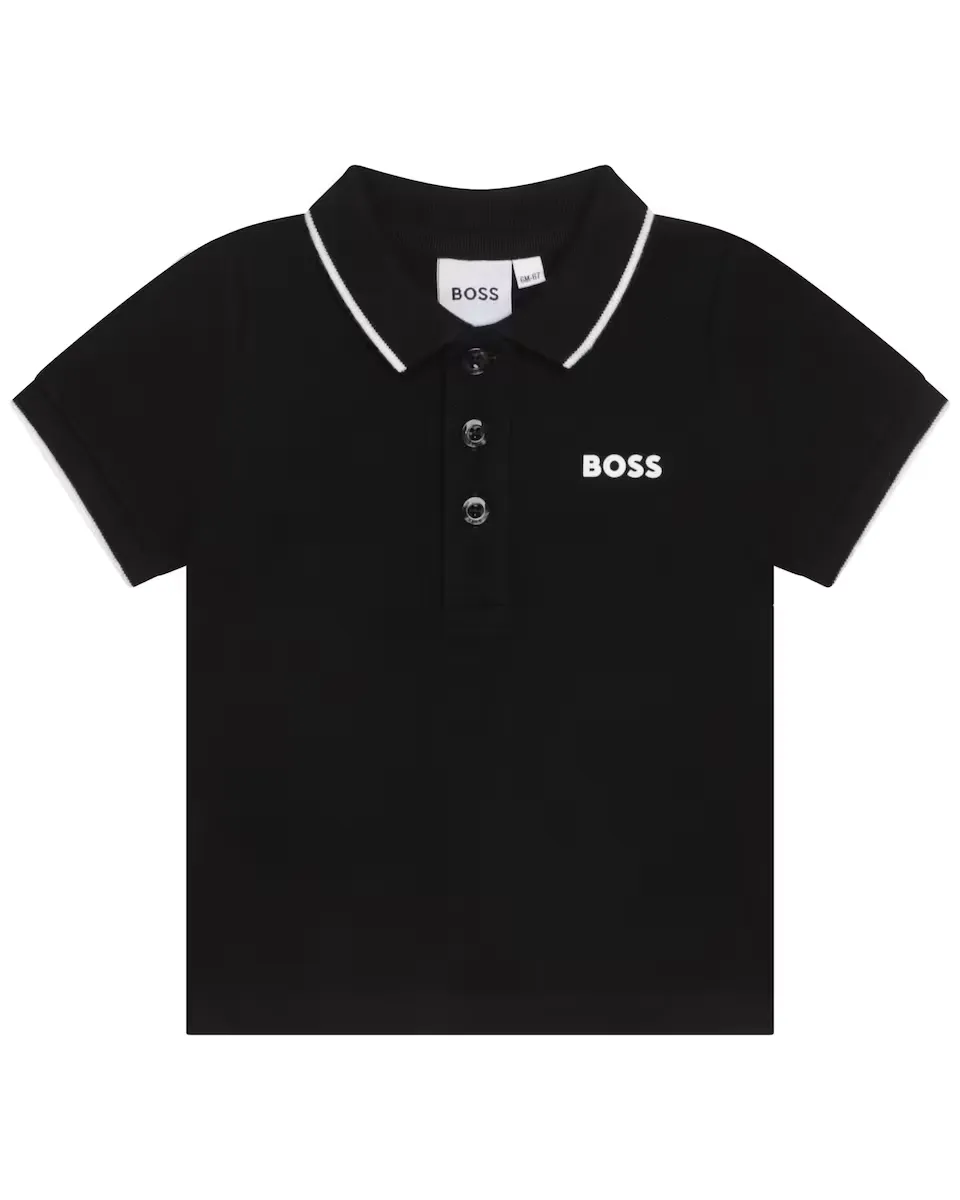 

Рубашка поло для мальчика 100% хлопок с коротким рукавом BOSS Kidswear, чёрный
