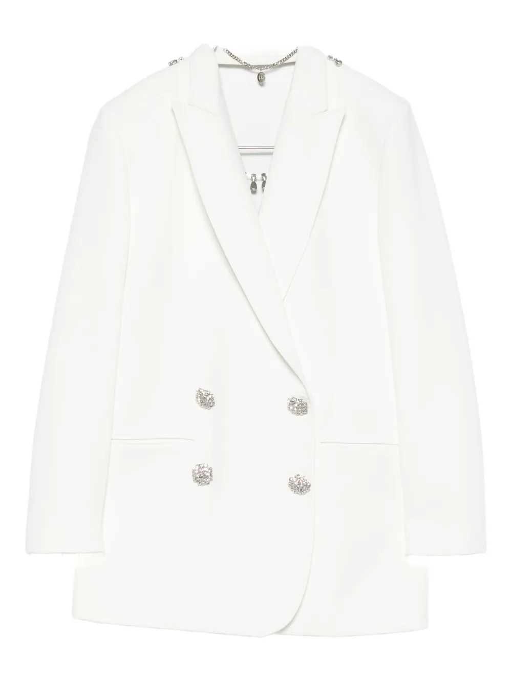 

Двубортный блейзер, украшенный кристаллами NISSA, белый