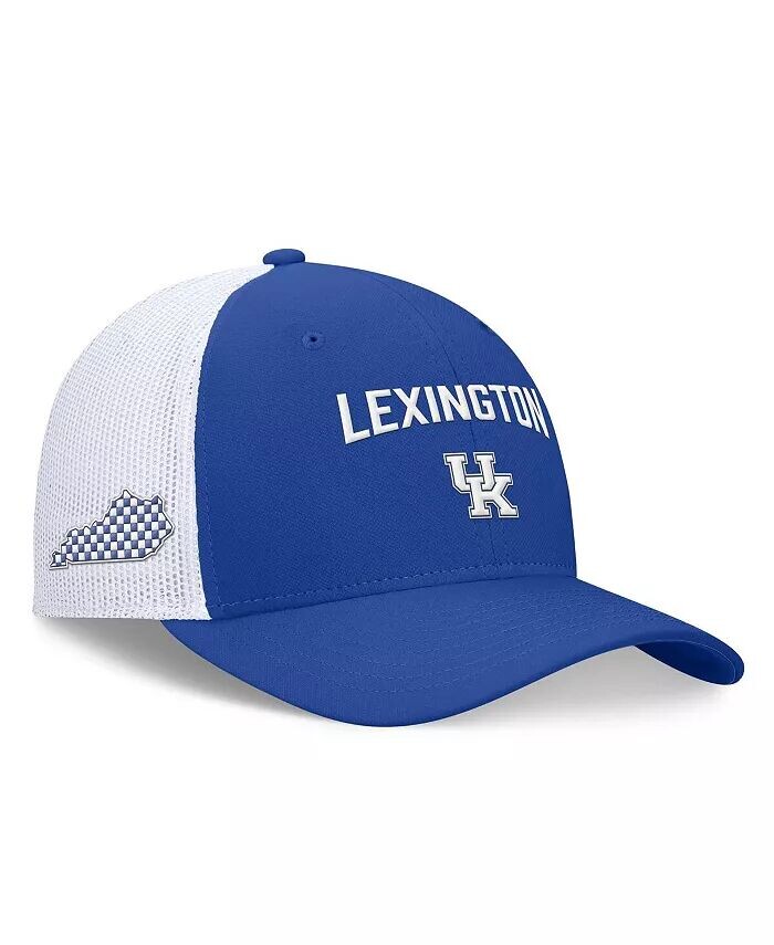 

Мужская регулируемая шляпа Royal/White Kentucky Wildcats Primetime Rise City Trucker Nike, синий