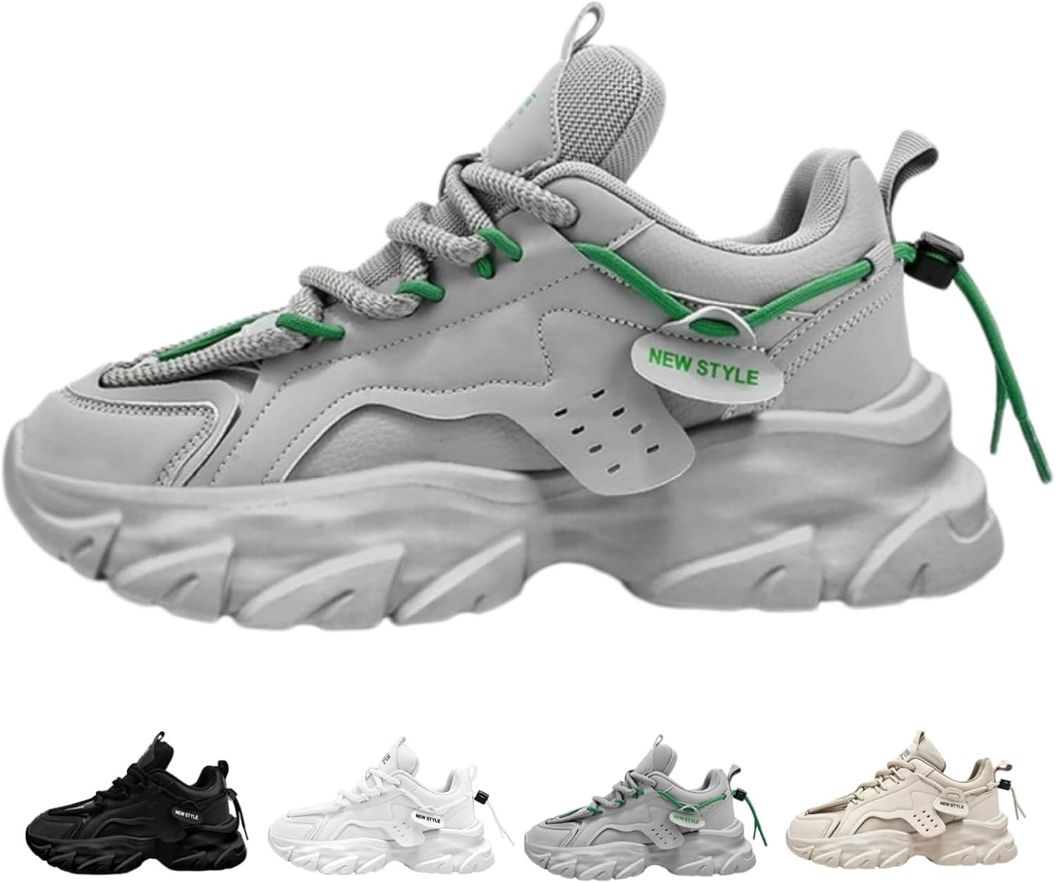 

Мужские модные ретро-кроссовки с толстой подошвой, стильные Y2K, кроссовки в стиле «папа», повседневные, удобные, противоскользящие спортивные обувь Macefil, серый