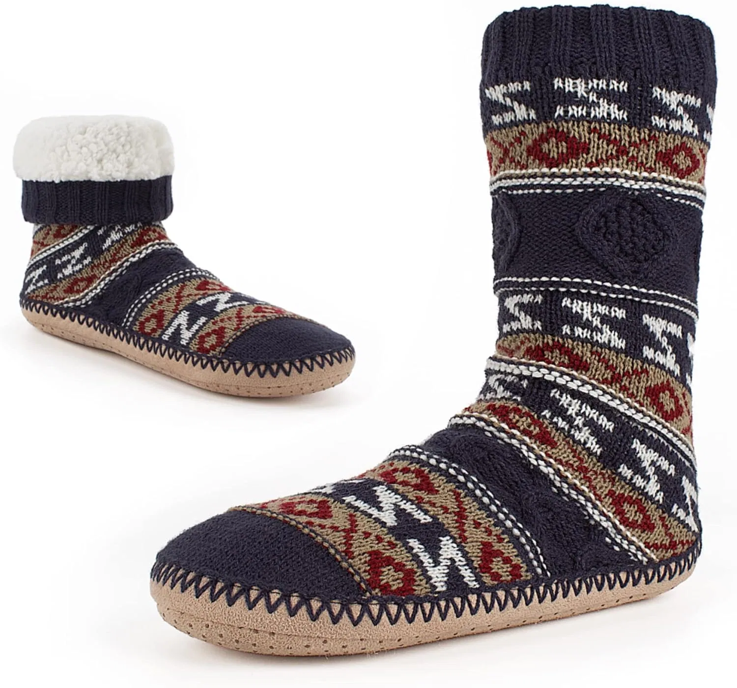 Тапочки мужские с начесом, Cozylook, Cable Knit Navy