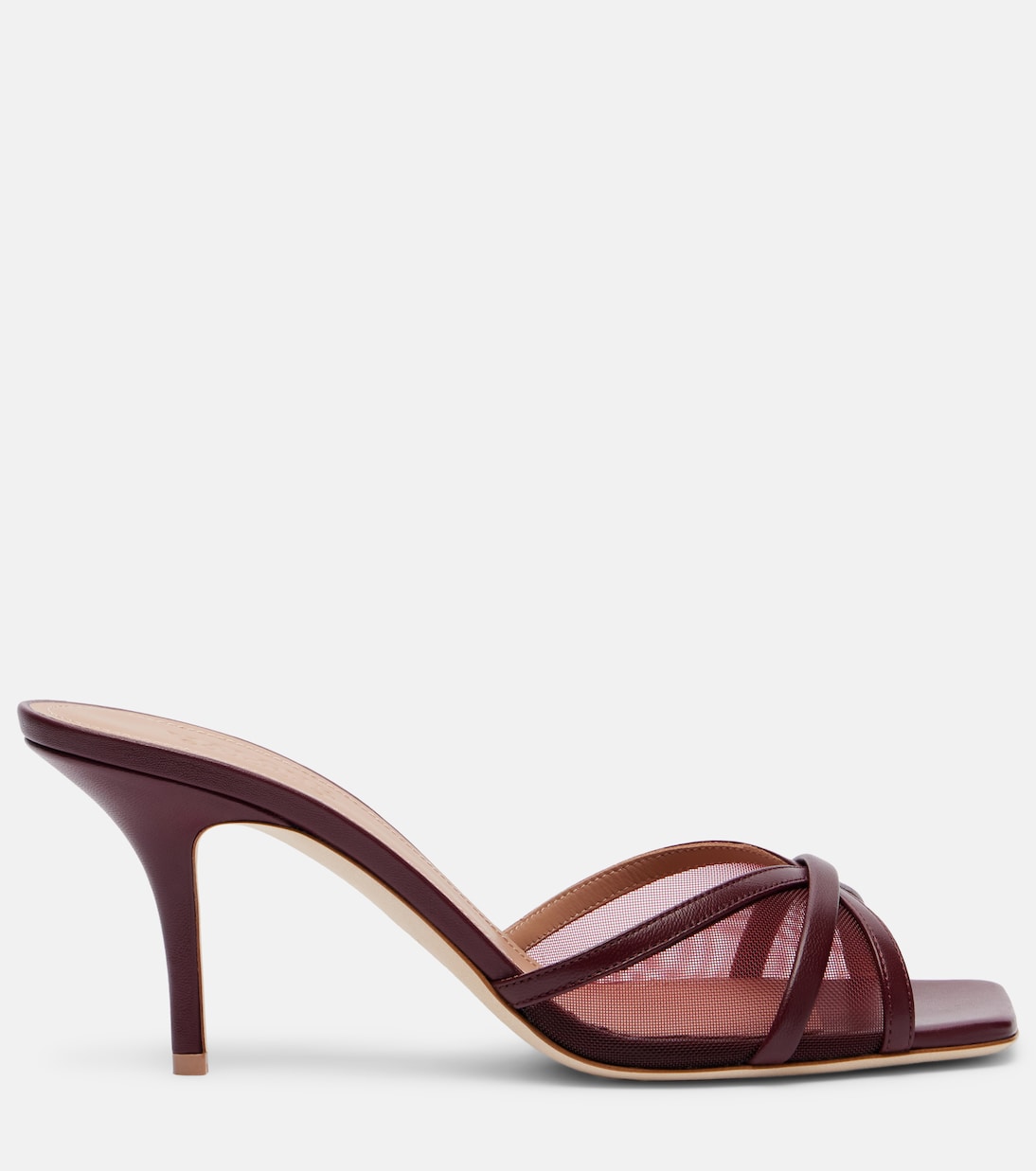 Перла 70 мюли из кожи и сетки Malone Souliers, Rosewood/Rosewood — фото 4