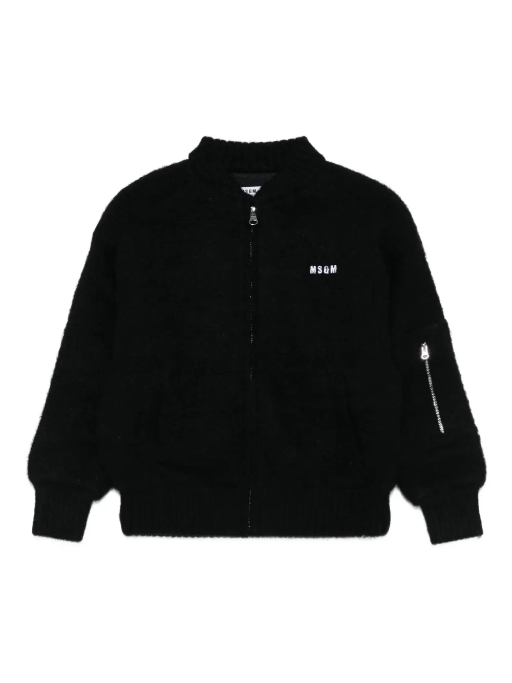 

Куртка на молнии с вышитым логотипом MSGM Kids, черный