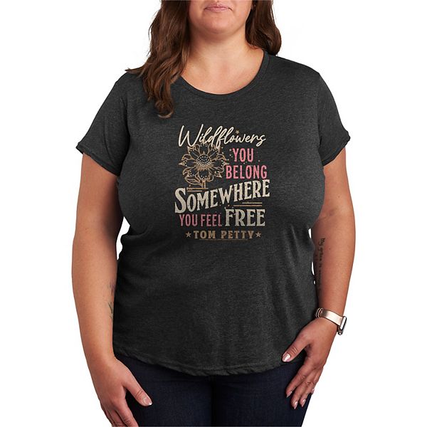 

Футболка с принтом Tom Petty Wildflowers You Belong Somewhere, plus size Licensed Character, Heather Charcoal