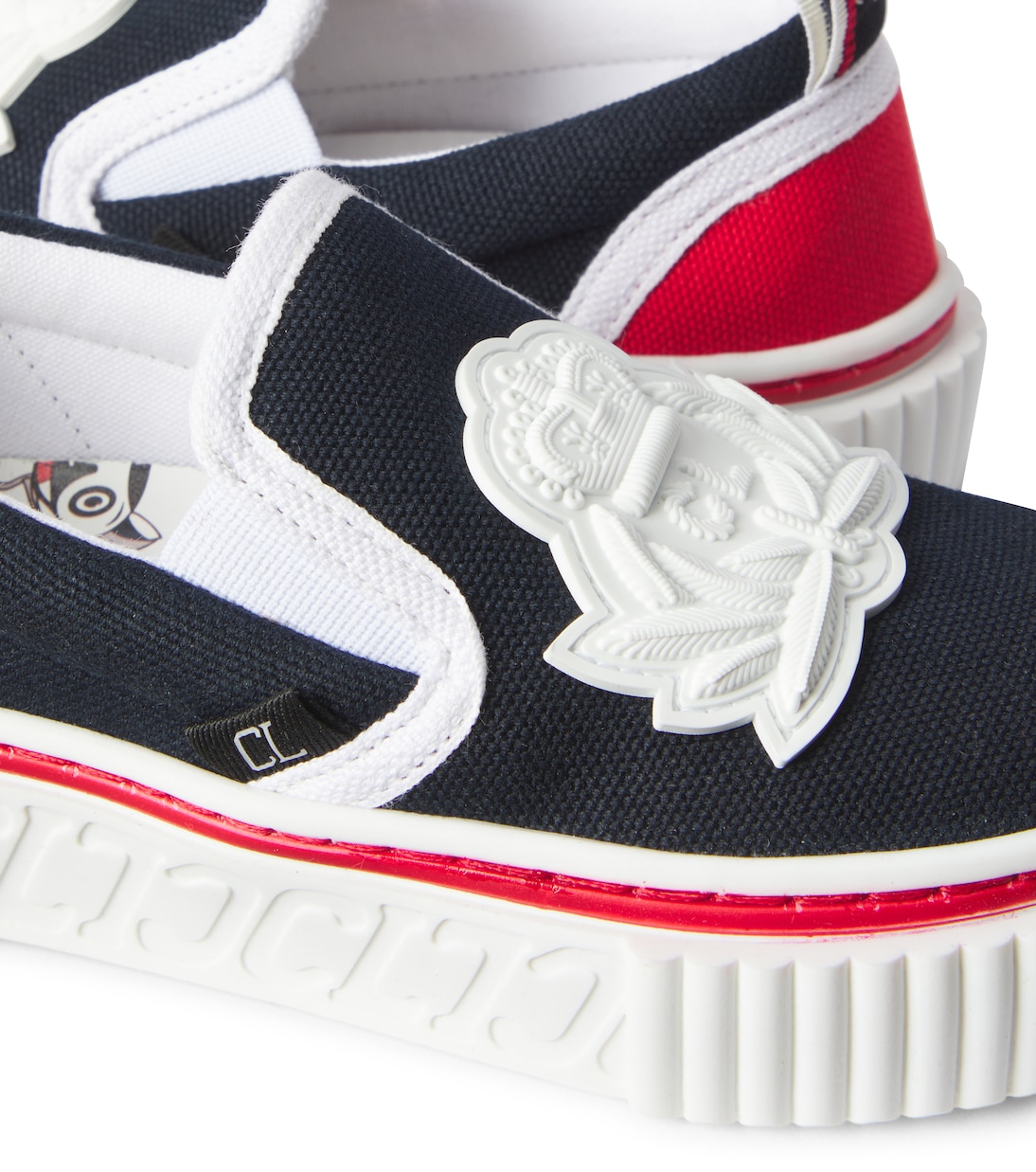 Кроссовки-слипоны Pedrito Boat Crest из ткани Christian Louboutin Kids, Powder Metallic — фото 4