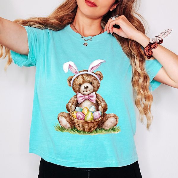 

Футболка Boxy Crop Top с принтом "Пасхальная корзинка с мишкой" в акварели Simply Sage Market, Chalky Mint, Зеленый, Футболка Boxy Crop Top с принтом "Пасхальная корзинка с мишкой" в акварели Simply Sage Market, Chalky Mint