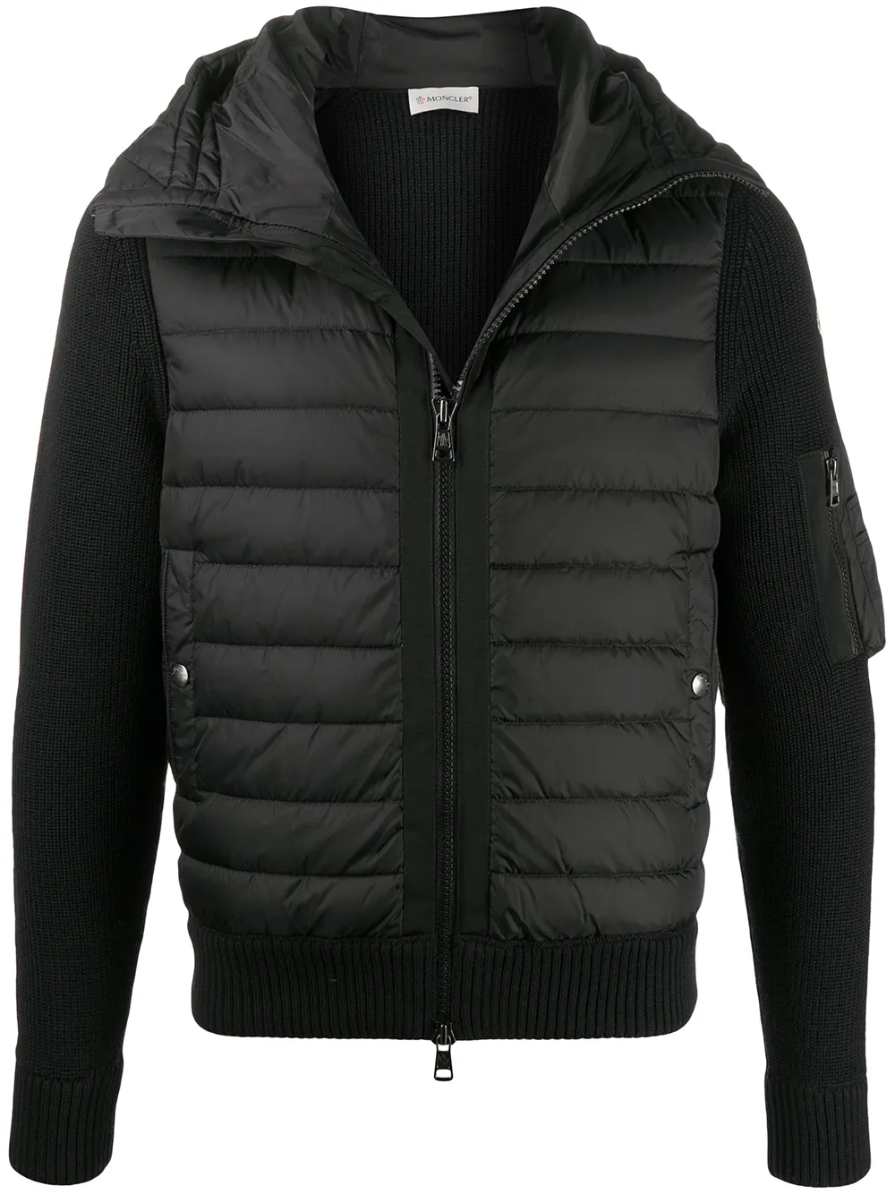 

Куртка с дутой вставкой спереди и капюшоном MONCLER, черный