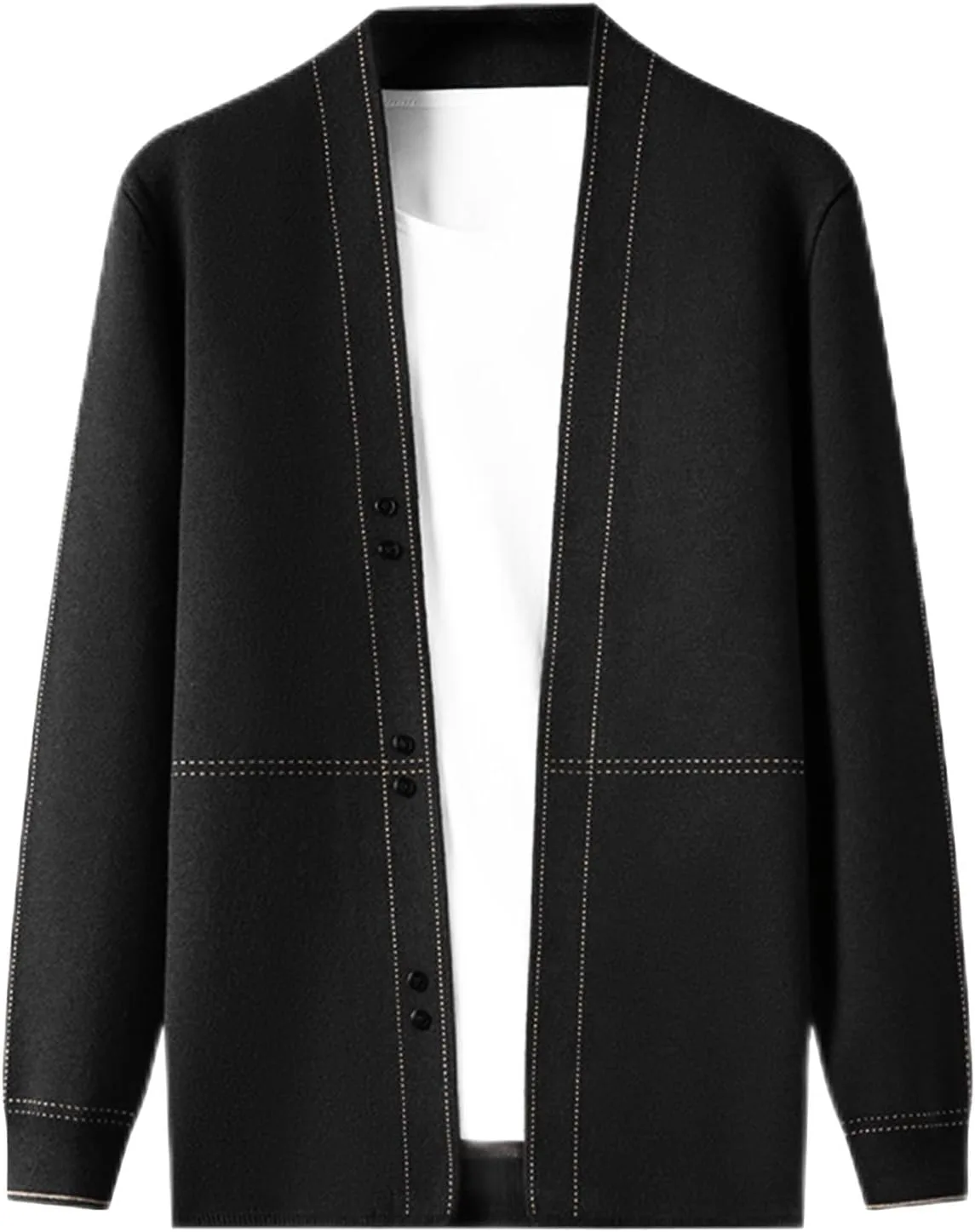 

Мужской вязаный кардиган с V-образным вырезом, полоска, кабельная вязка