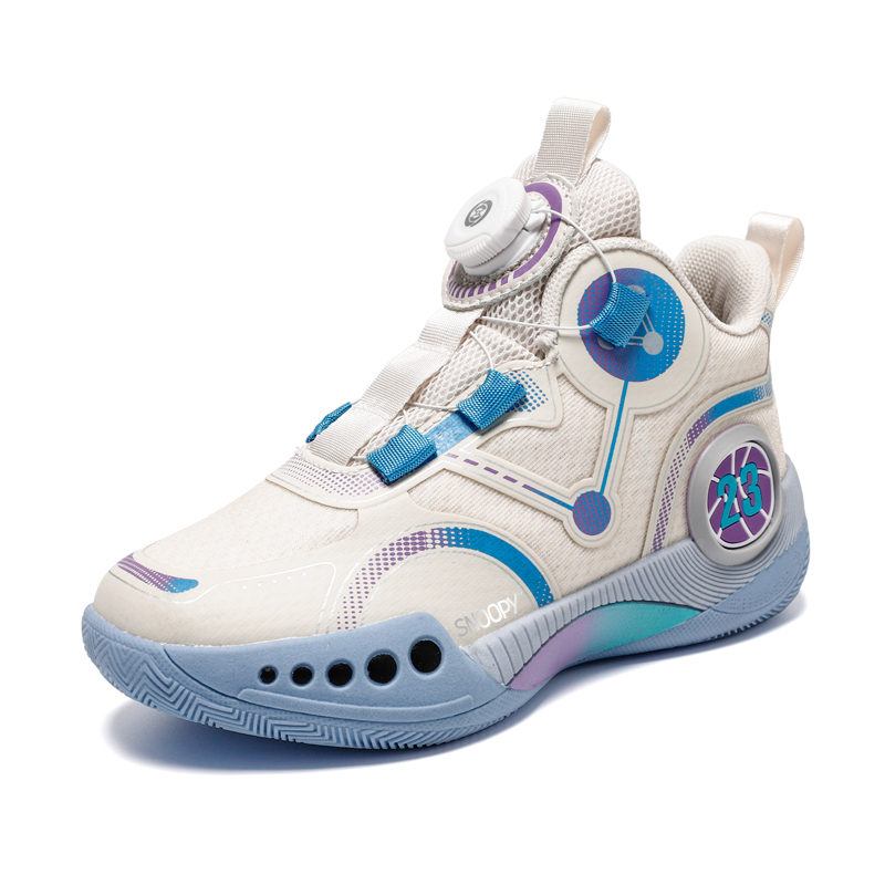 

Детские баскетбольные кроссовки с противоскользящей амортизацией, износостойкие, дышащие, средней высоты SNOOPY, бежевый