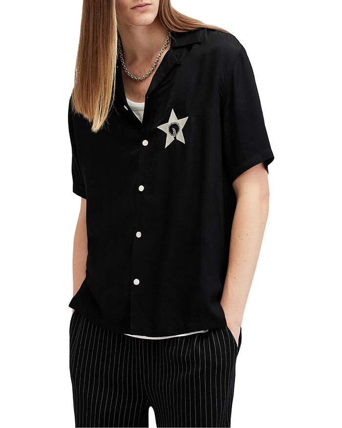 

Походная рубашка свободного кроя на пуговицах ALLSAINTS Wish Shooting Star с вышивкой, черный