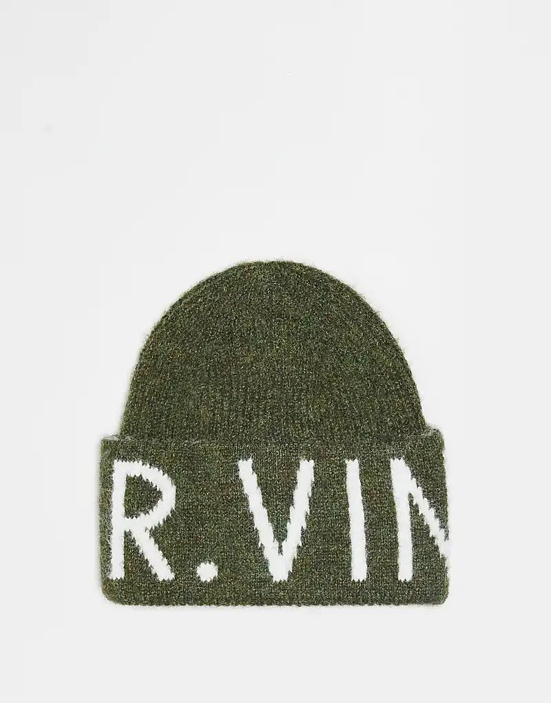 

Винтажная шапка-бини унисекс Reclaimed Vintage цвета хаки с фирменной символикой