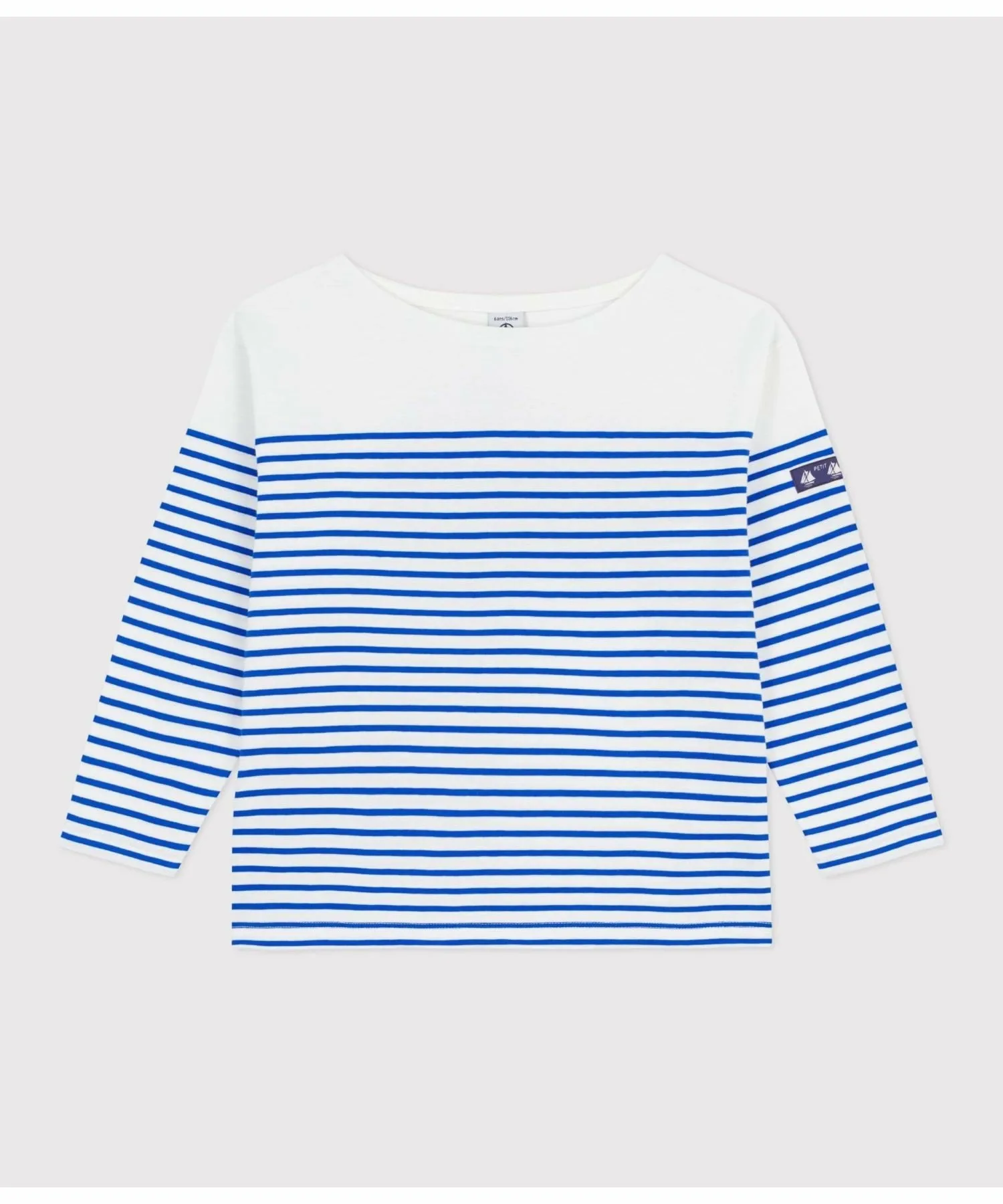 Пуловер Marinière с длинными рукавами PETIT BATEAU, Off-white/blue — фото 4