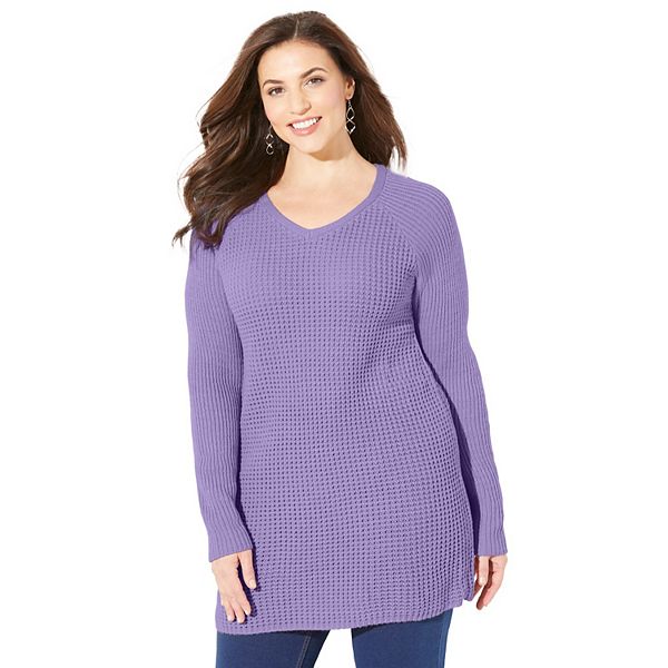

Женский пуловер Daydream Waffle Knit plus size Catherines, Vintage Lavender