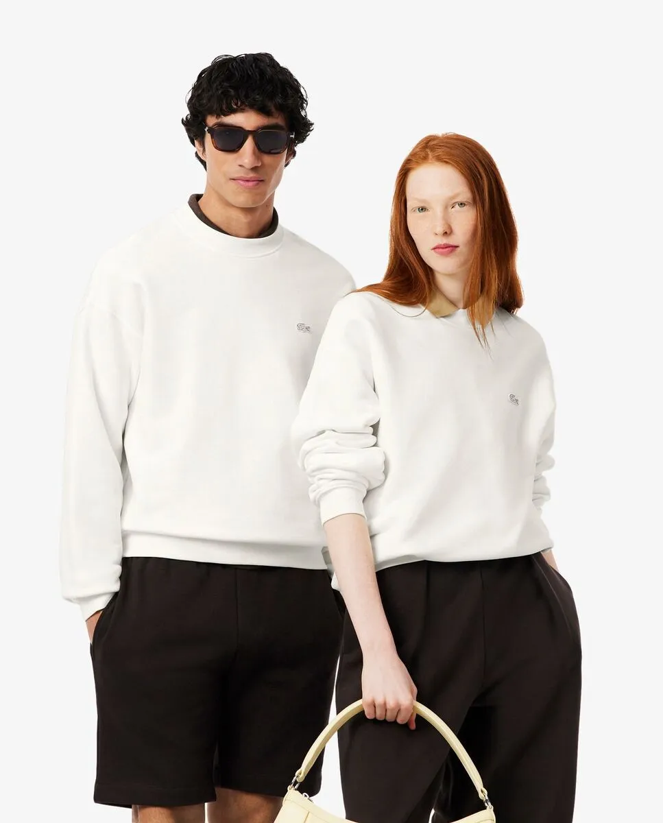 

Унисекс толстовка из толстого флиса свободного кроя синего цвета Lacoste