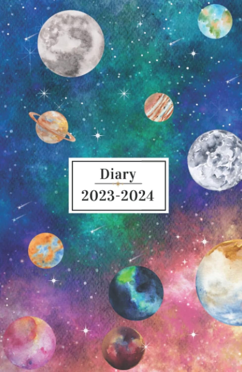 

2023-2024 Diary: A5 size | Two days per page | Dated from January 2023 to January 2024 | Diary Planner and Calendars Organiser | Planets aesthetic hard and matte cover (Independently published)