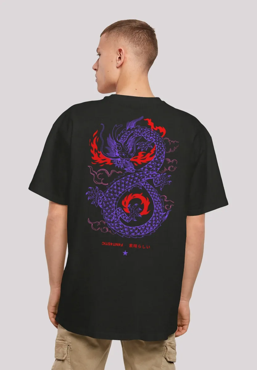 

F4NT4STIC Футболка "Dragon Fire Japan", принт, черный