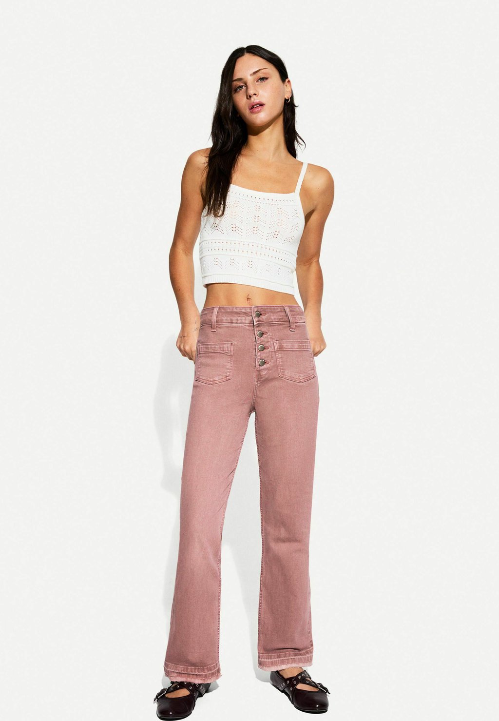 

Джинсы Bootcut Bershka, розовый