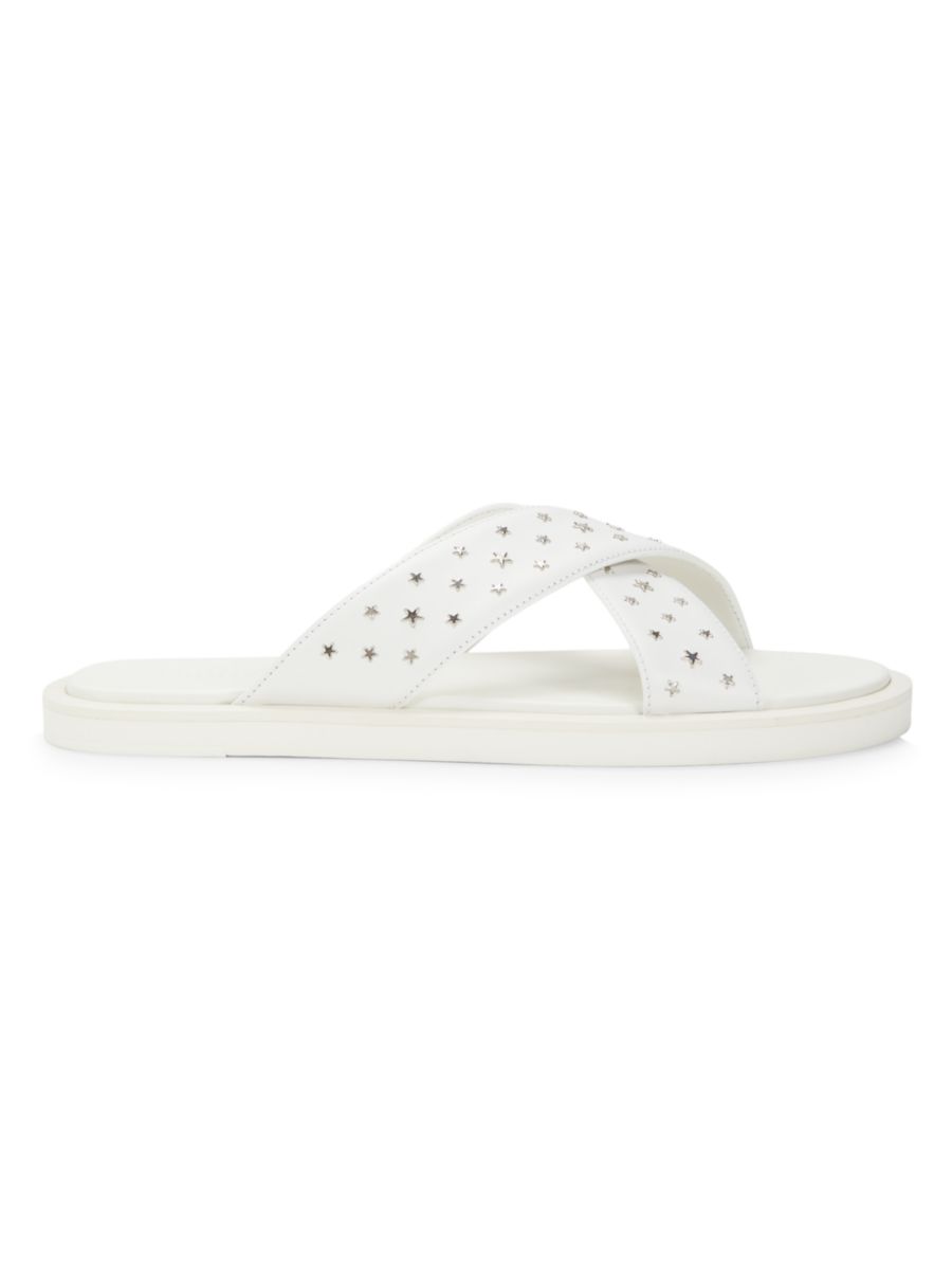 

Сандалии Palmo из кожи с заклепками в виде звезд Jimmy Choo, цвет White Gunmetal