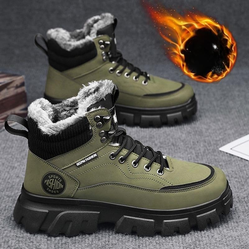 Мужские водонепроницаемые походные кроссовки - легкие противоскользящие кроссовки для комфортной ходьбы, работы и походов Hhhchpm, зеленый — фото 2