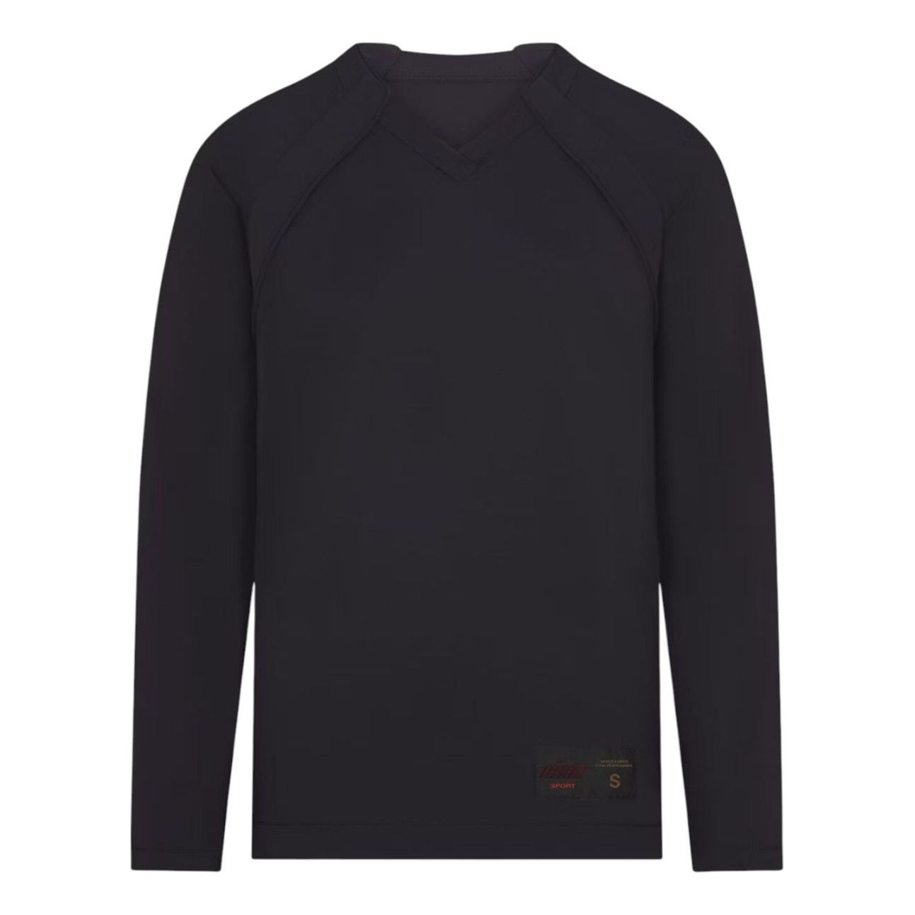 

(WMNS) Nike x SKIMS Свободная футболка с V-образным вырезом и длинными рукавами, цвет «Обсидиан»