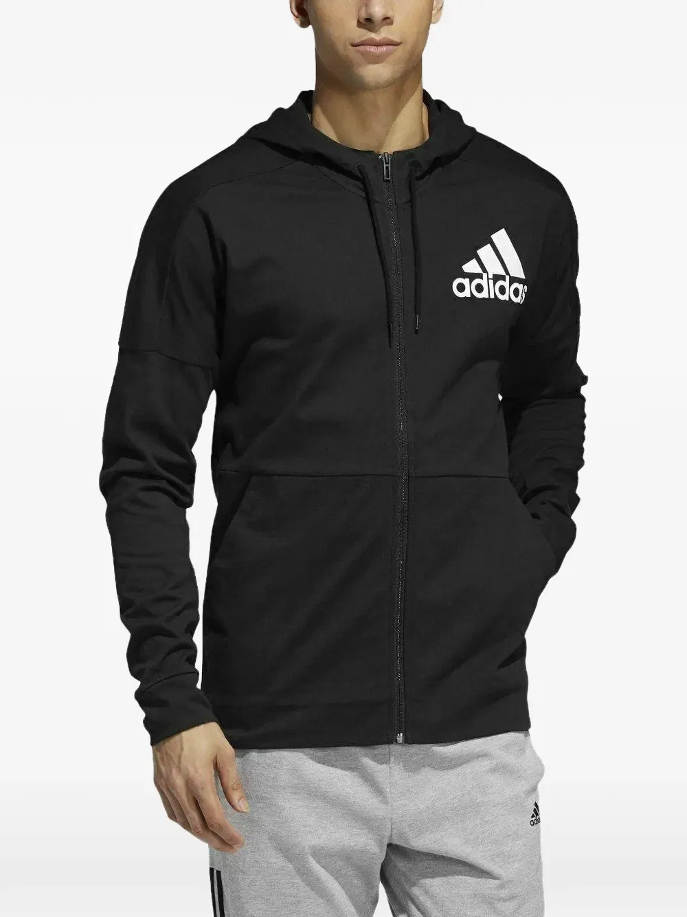 Толстовка с капюшоном на молнии Adidas, черный