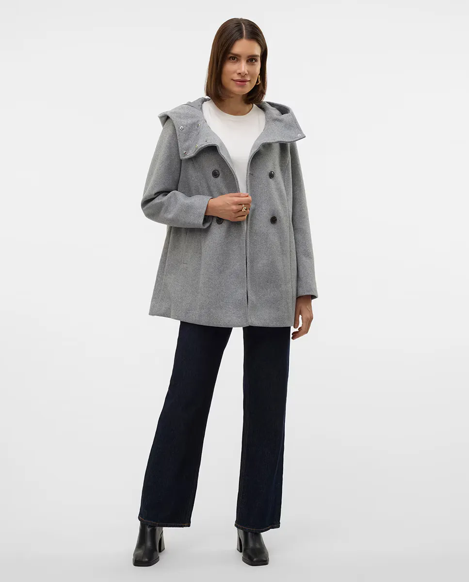 

Пальто женское сукно с капюшоном Vero Moda, светло-серый