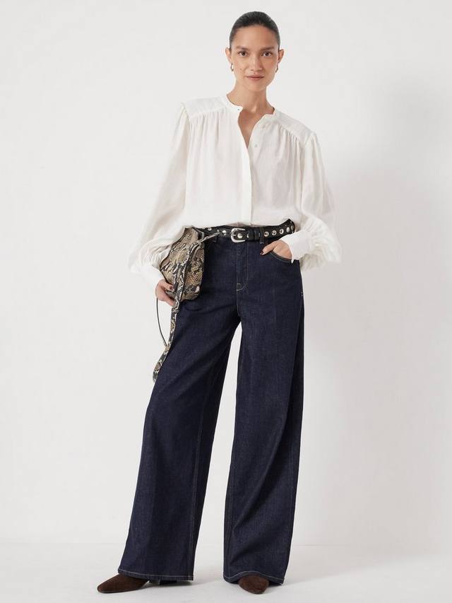 

Блузка с круглым вырезом и буфами на рукавах HUSH, Ecru