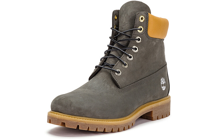 Мужские уличные ботинки Timberland на шнуровке, темно-серый/желтый — фото 3