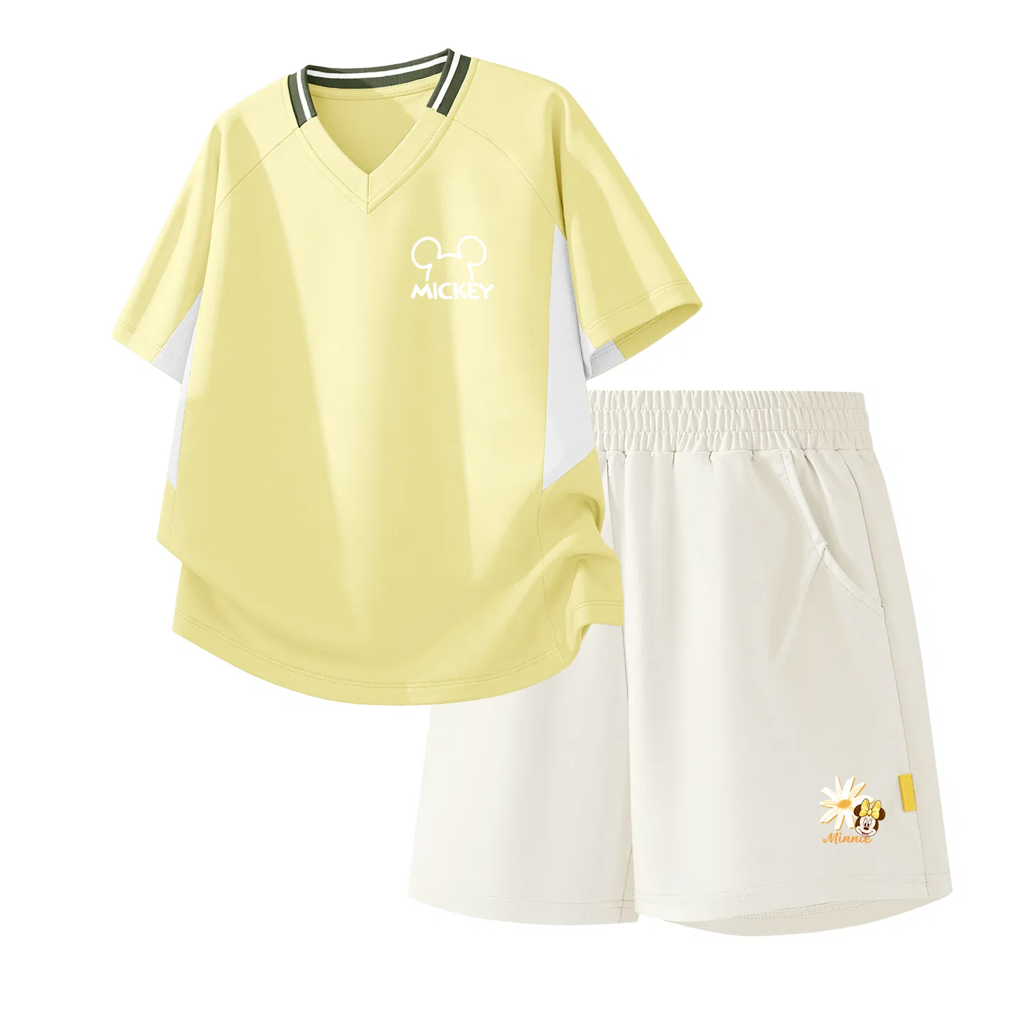 Детский спортивный костюм Casual Sportswear 2 Piece Set Disney, Thick Board Di Line K Yellow+Di Prosperous Flower K_Bottom Right Mist White