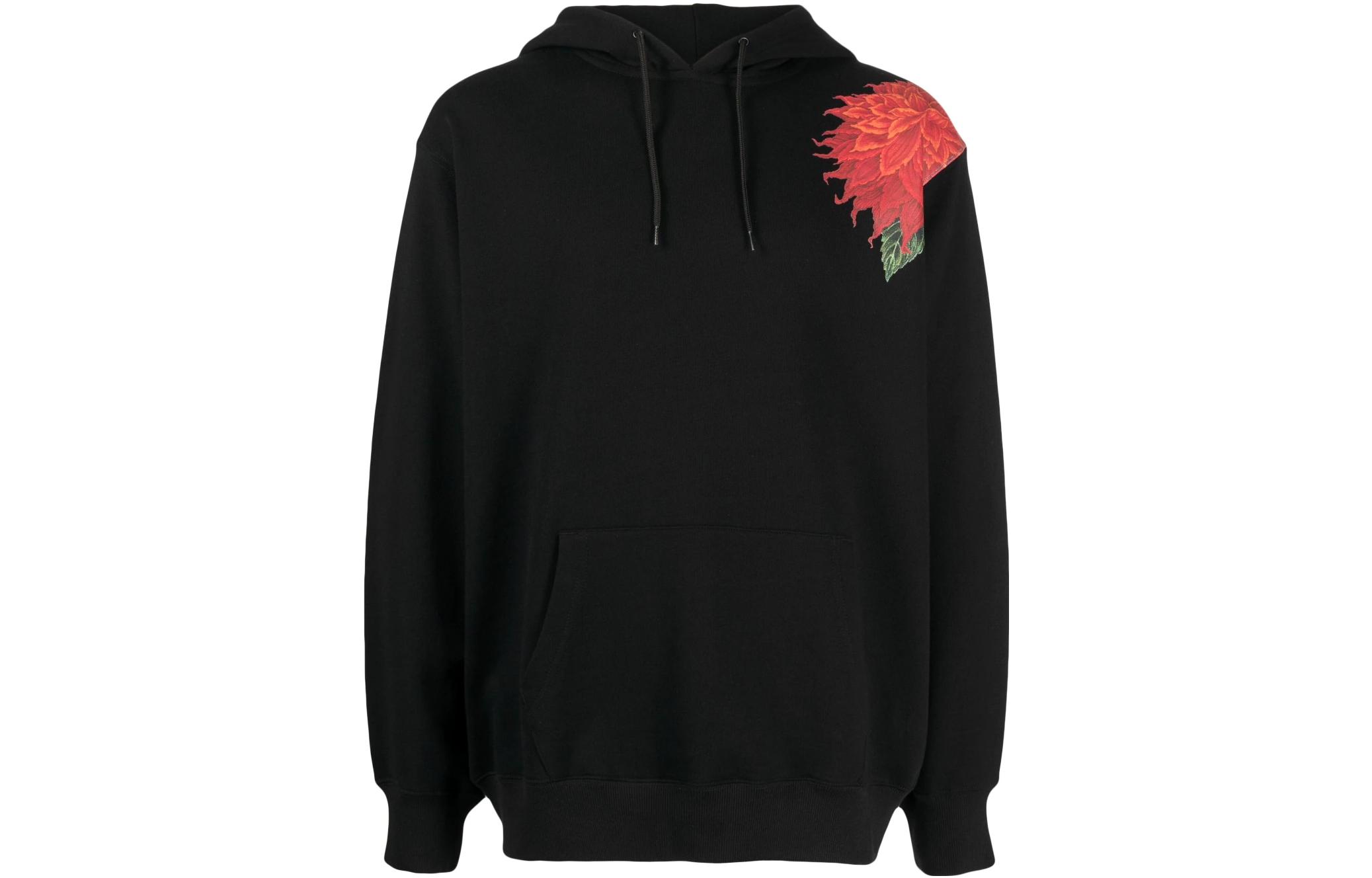 

Цветочная худи с кулиской Yohji Yamamoto, черный