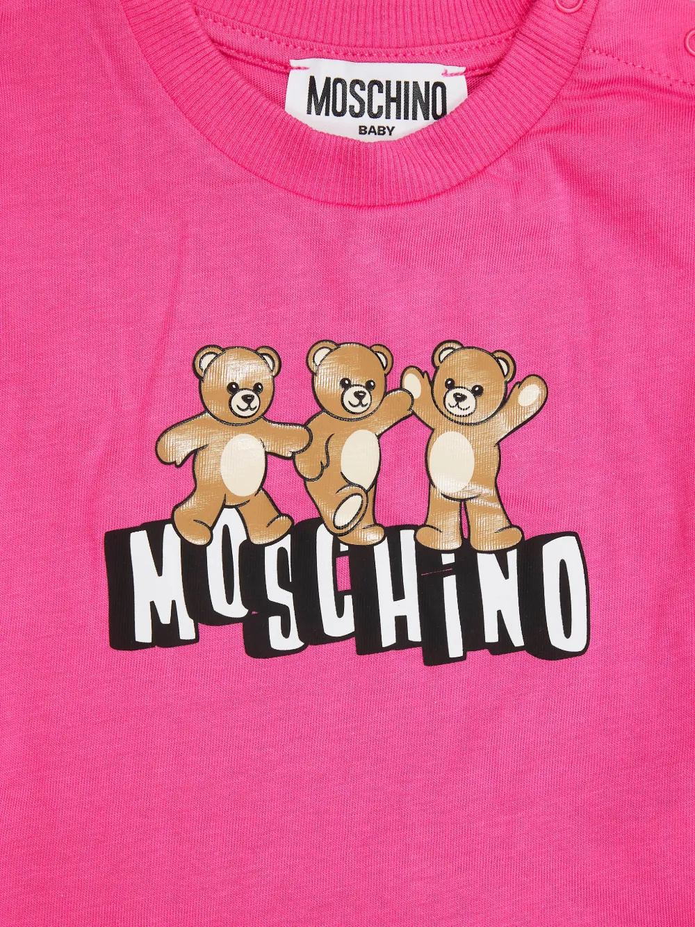 Комплект с футболкой и шортами с принтом медвежонка Moschino Kids, розовый — фото 3
