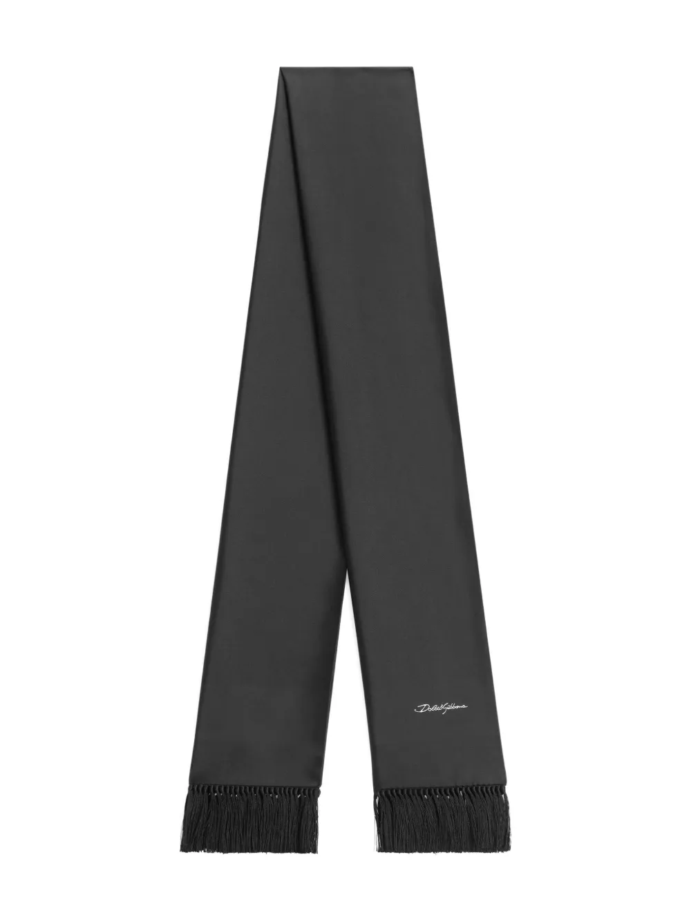 

Шарф с бахромой и вышитым логотипом DOLCE & GABBANA, черный
