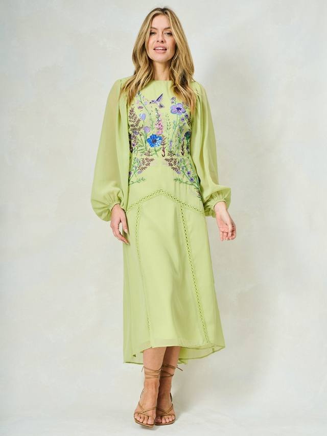 

Платье макси Natalia из жоржета с пайетками и цветочными аппликациями Hope & Ivy, Lime