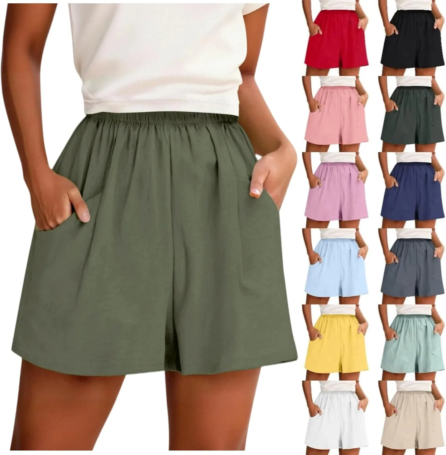 

Бермуды для женщин High Waisted из льна, летние, легкие