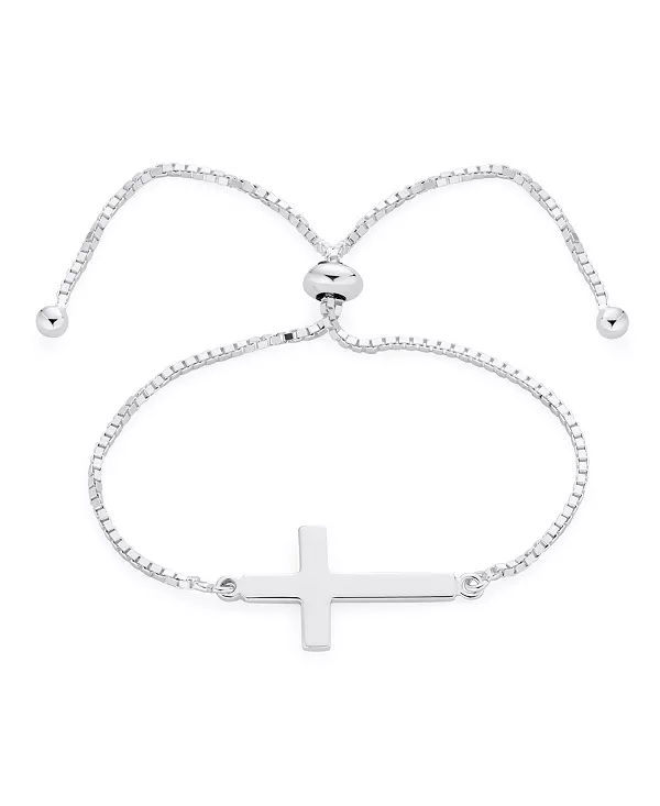 

Религиозный духовный горизонтальный браслет-боло с боковым скольжением, подарочный, стерлинговое серебро, регулируемый, 7-8 дюймов Bling Jewelry, grey