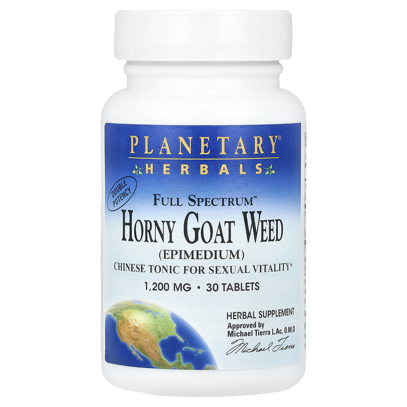 

Planetary Herbals, Full Spectrum Horny Goat Weed, 1200 мг, 30 таблеток