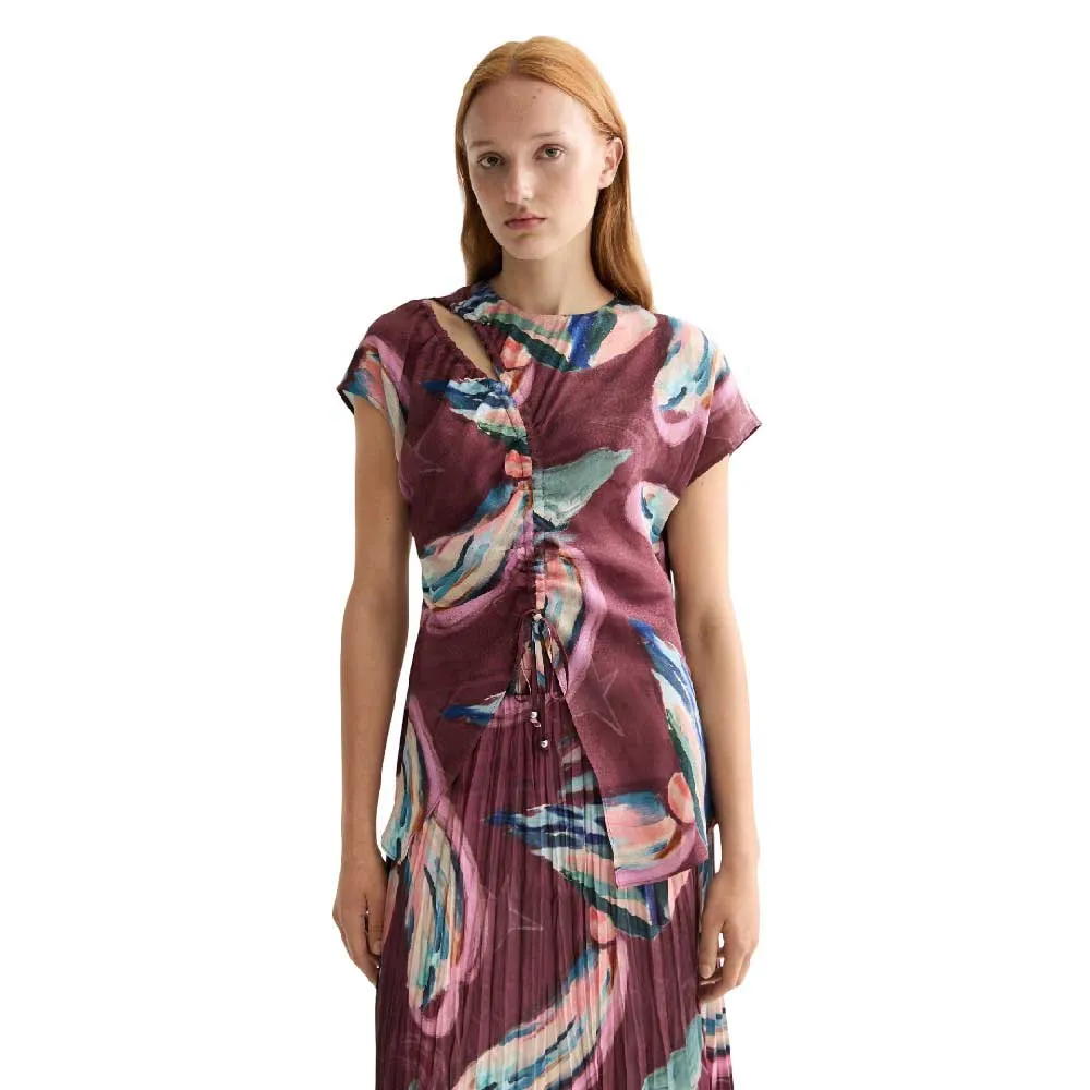 

Блузка Scotch & Soda Draw String Keyhole short sleeve, фиолетовый