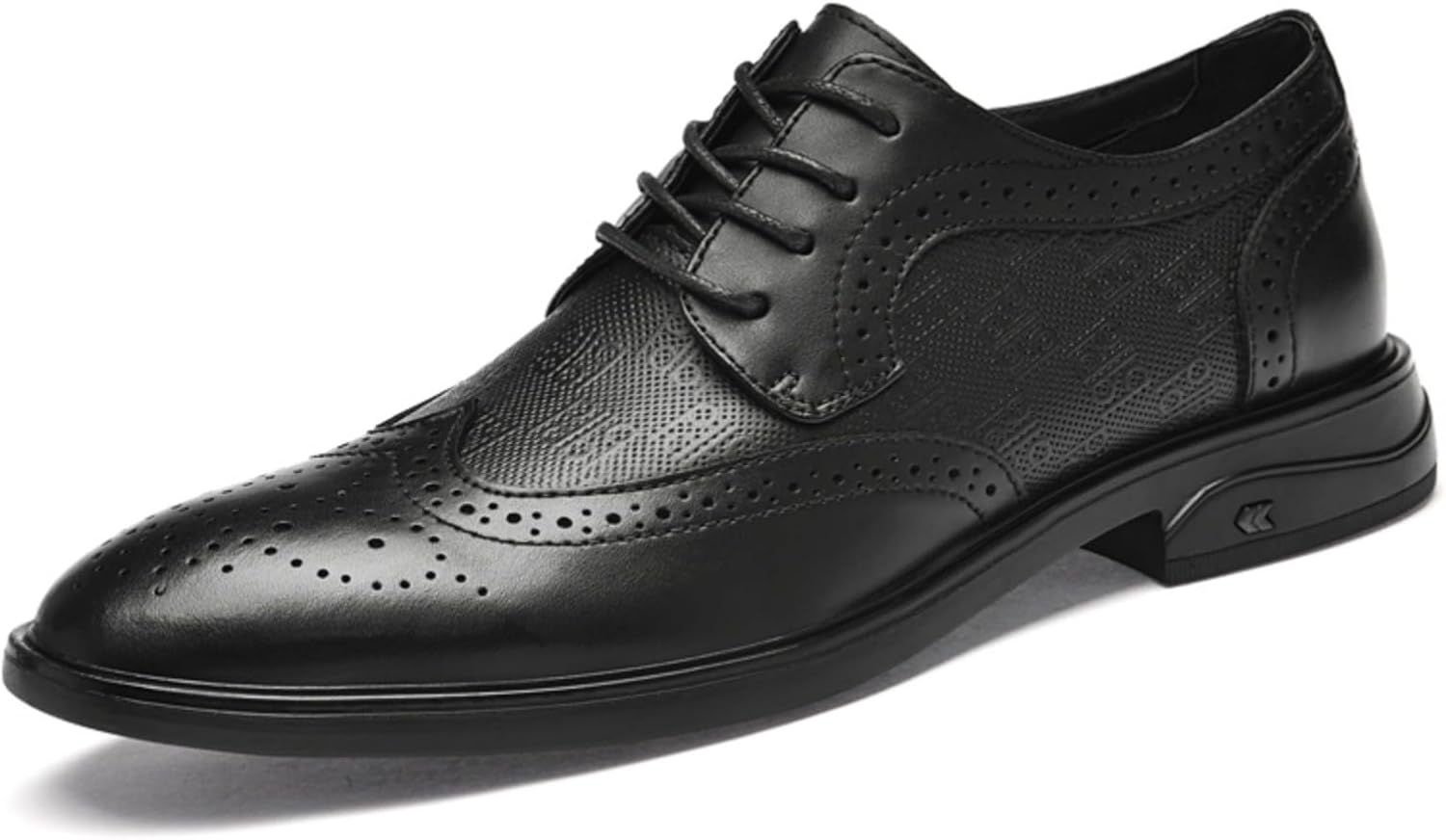 

Мужские классические туфли из двухцветной коровьей кожи с брогированными деталями для официальных мероприятий, бизнеса и свадеб - стиль дерби Khwfjas, черный